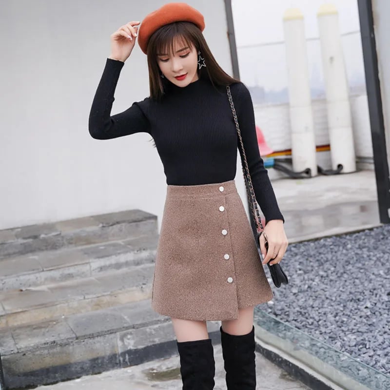 long wrap check skirt
